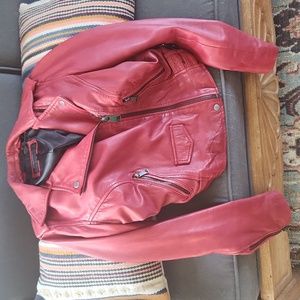 Marc New York, Leather Moto Jacket, Red